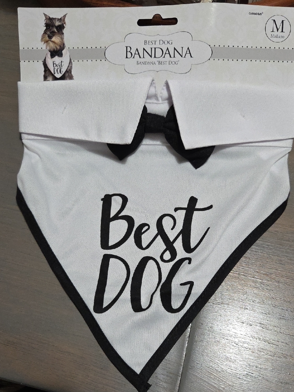 Bandana Best Dog. White & Black 'Best Dog' Bandana Collar with Bow